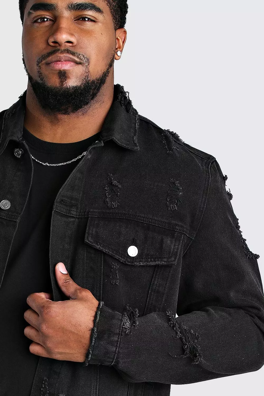 Distressed black outlet jacket